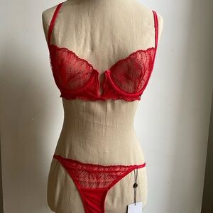 Bluebella Red Lace Lingerie Set